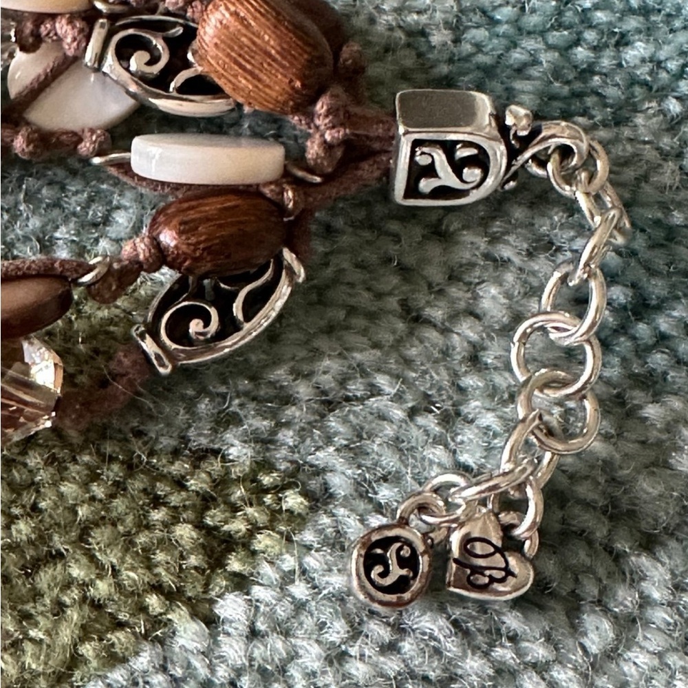 Vintage and Retired Brighton Riviera Brown Wood and Crystal Bracelet - Picture 3 of 7